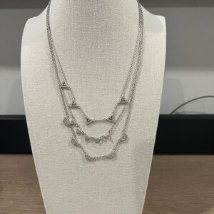 Stella & Dot silver-toned layered pavé chevron necklace